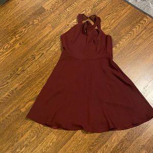Burgundy Halter Party Dress